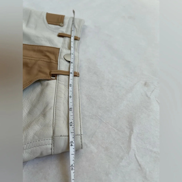 Song of Style Vianka Leather Mini Skirt Brown & Ivory White Patchwork S $298 - Picture 7 of 9